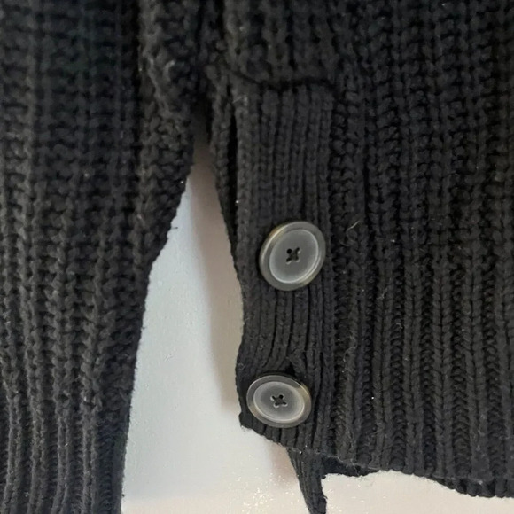 Madewell Womens Black Pullover Sweater XS Chunky Knit Mock Neck Side Button - Picture 6 of 10